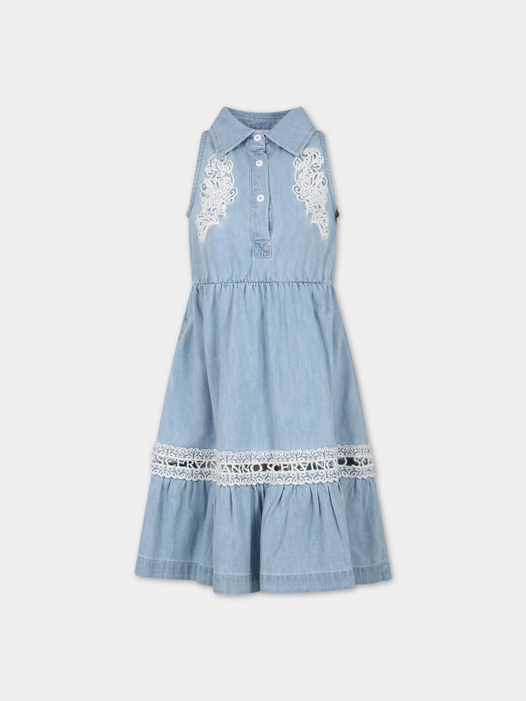 Blue dress for girl with logo